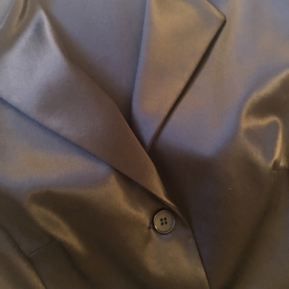 NWOT, Maria Bianca Nero Black Stretch, Satin Sheen Blazer - Picture 9 of 13